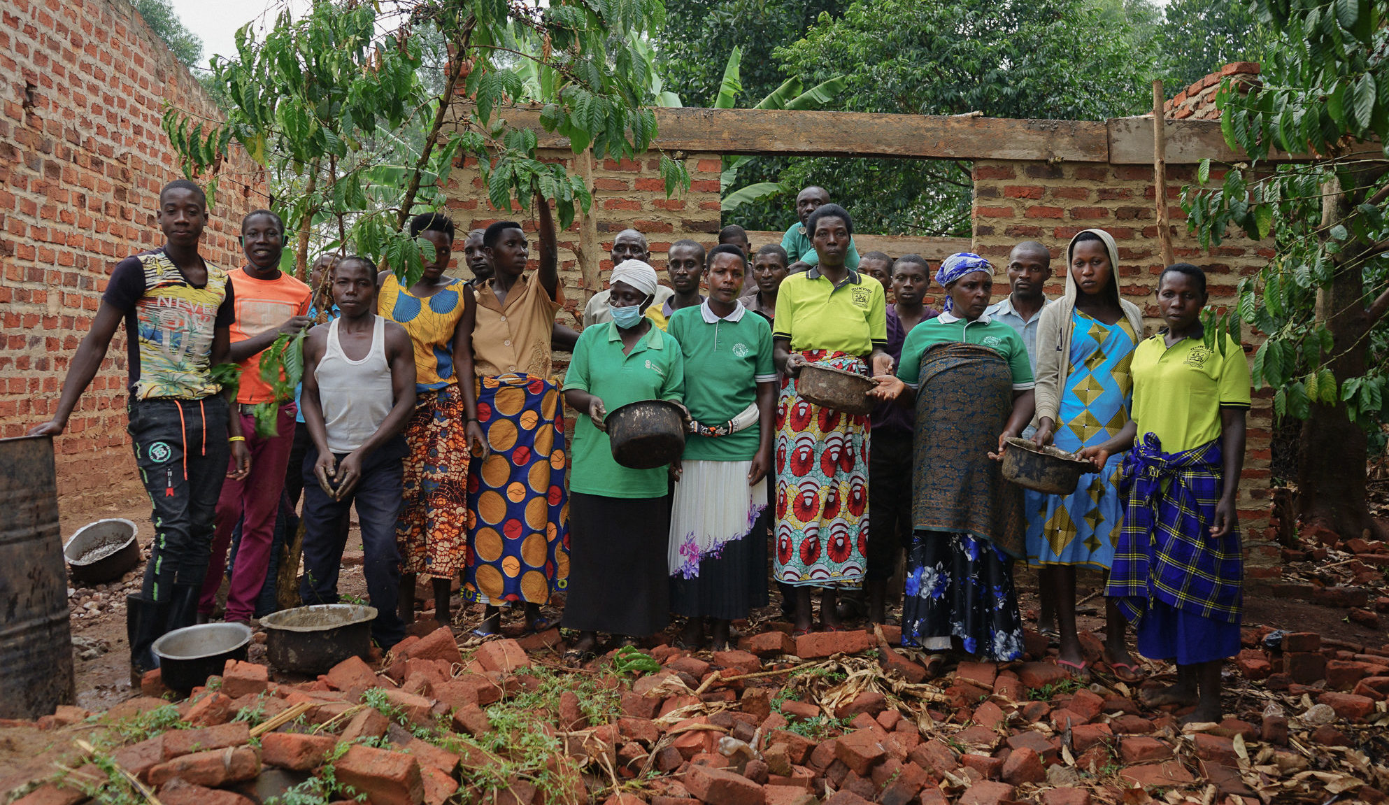 Tukukulane Village Savings and Loans Association members participate in the construction of their agricultural store which they are constructing off their savings